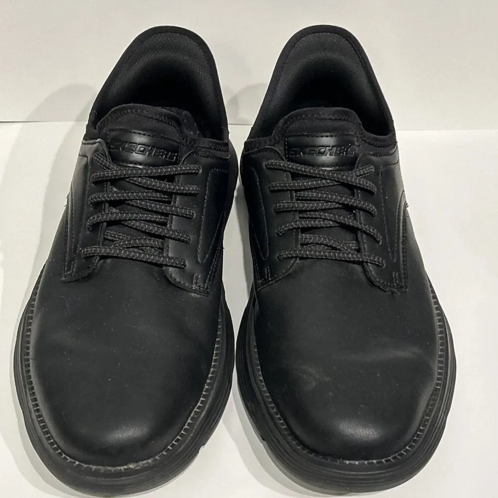 Skechers Slip-ins Garza Gervin Shoes Black Leather 205046W Comfort Men’s 13 Wide